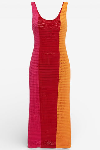 HILARY MACMILLAN Tricolor Crochet Dress
