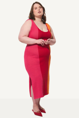 HILARY MACMILLAN Tricolor Crochet Dress