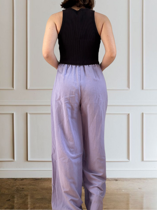 Pantalon lilas. MELOW. Montreal designer boutique.