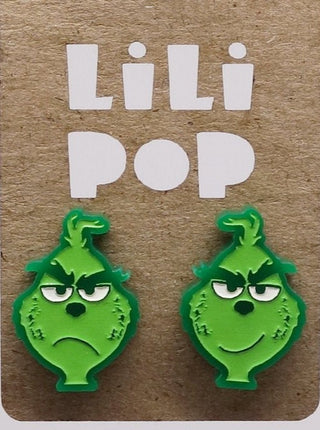 Boucle d'oreille le Grinch. Parfait idée cadeau femme. Bijoux fait au Québec.