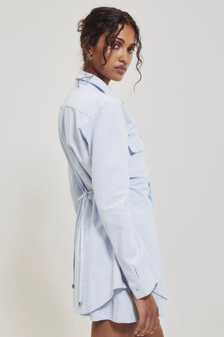 HILARY MACMILLAN Tie Shirt - Light Blue