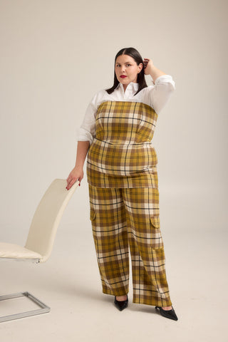 HILARY MACMILLAN Panatalon Cargo Plaid - Green