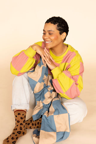 FABRIQUE Z Colorblock Checkered Sweater