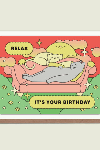 SWORD RABBIT STUDIO Birthday Card Relax It's Your