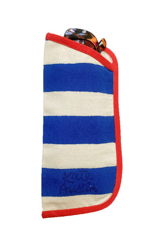 KATE AUSTIN Blue and Red Stripe Glasses Case