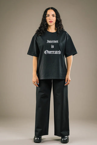 MERCEDES MORIN Internet Is Overrated T-shirt - Black