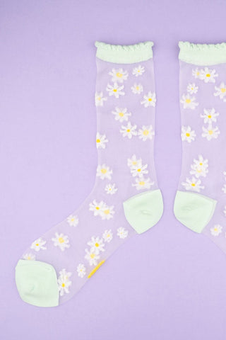 COUCOU SUZETTE Transparent Socks - Daisies 