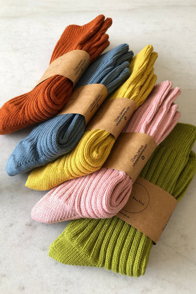 BILLY BAMBOO Ribbed Cotton Socks - Pastel