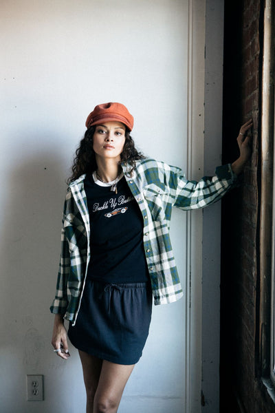 BRIXTON Chemise Bowery Vintage - Vert et Bleu