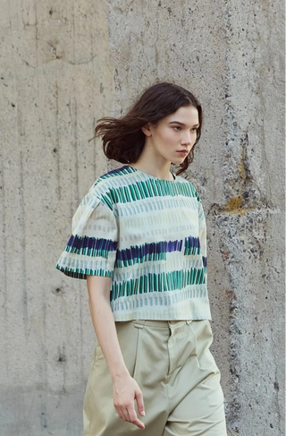 EVE GRAVEL Blouse Brooke - Butter Green Line