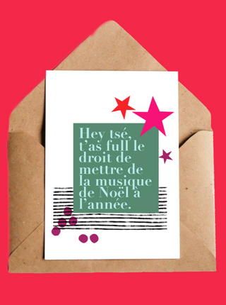 OUI MANON Carte - Musique de Noel, fait localement à Montréal.
