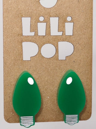 Boucle d'oreille lumière de Noel verte. Parfait idée cadeau femme. Bijoux fait au Québec.