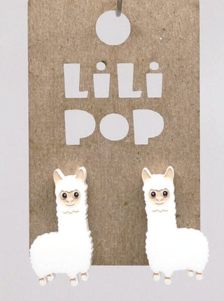 Boucle d'oreille alpagua blanc. Parfait idée cadeau femme. Bijoux fait au Québec.