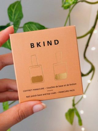 BKIND Vernis à Ongles - Manucure Pack, lot avec une base et un top coat. Parfaite idée de cadeau pour femme.