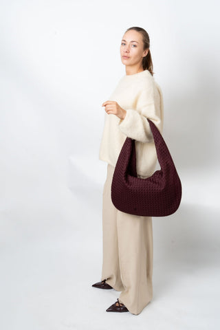 HVISK Haze Woven Tote Bag - Midnight Plum