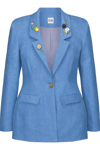 HILARY MACMILLAN Blazer Denim à Pins