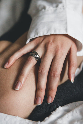 TWENTY COMPASS Curved Ring Duo - Stainless Steel