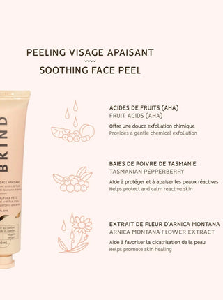 BKIND Peeling visage - Apaisant avec AHA, fait localement à Montréal, Québec.