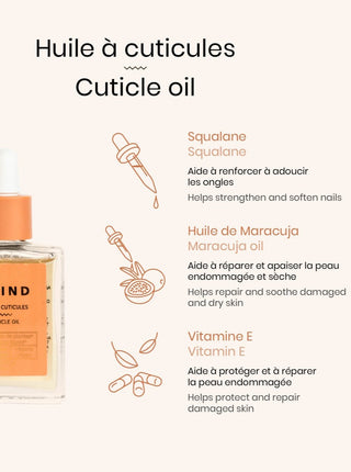 BKIND Huile à Cuticules avec Vitamine E et Squalane, fait localement à Montréal, Québec.