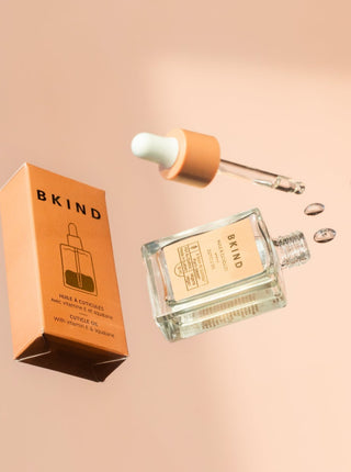 BKIND Huile à Cuticules avec Vitamine E et Squalane, fait localement à Montréal, Québec.