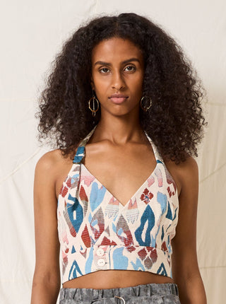 Camisole Seed Cokluch, crop top col V avec bretelles réglables. Fait localement à Montréal, Québec.