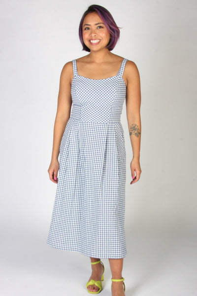 BIRDS OF NORTH AMERICA Sparrow Hawk Dress - Blue Gingham
