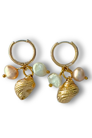 YELLOW DOTS Shell and Pearl Earrings