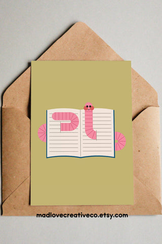 MAD LOVE CREATIVE Bookworm Greeting Card