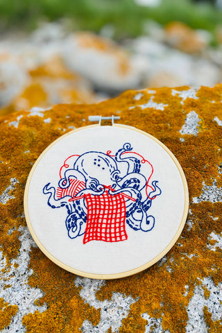 HOOK LINE &amp; TINKER Embroidery Kit - Knitting Octopus