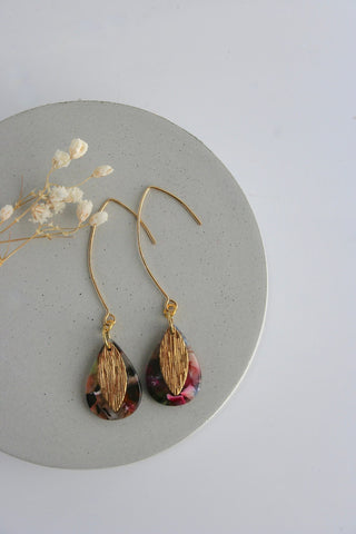 BOUCLE D'OR Boucles d'Oreilles Goutte et Feuille
