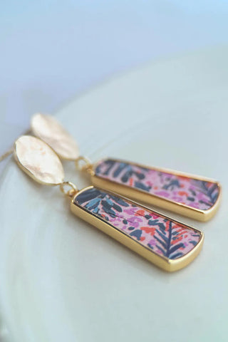 BOUCLE D'OR Boucles d'Oreilles Rectangle Fleuri