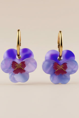 COUCOU SUZETTE Boucles d'Oreilles Pensée Mauve
