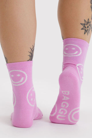 BAGGU Crew Socks - Pink Happy