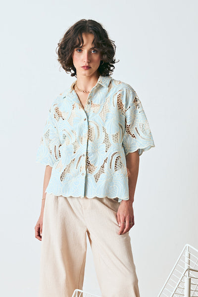 DAGG & STACEY Sterling Nightgown - Blue Eyelet
