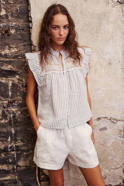 MELISSA NEPTON Bailey Blouse - White and Blue