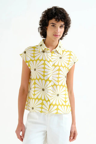 COMPANIA FANTASTICA Olive Flower Shirt