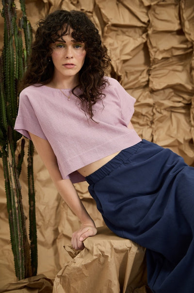 MELOW Blouse Marjorie - Lilac Checkered