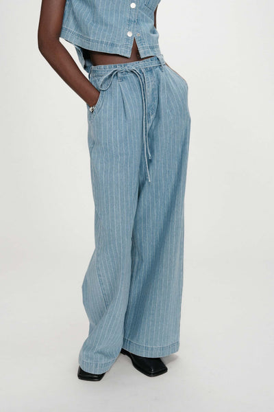 GRACE & MILA Pompon Jeans - Blue Striped