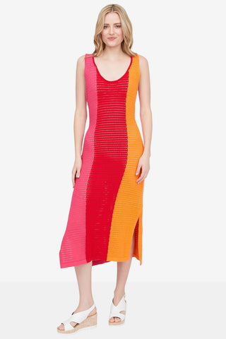 HILARY MACMILLAN Tricolor Crochet Dress