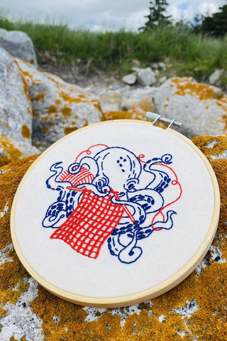 HOOK LINE &amp; TINKER Embroidery Kit - Knitting Octopus