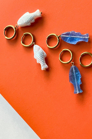 YELLOW DOTS Fish Earrings