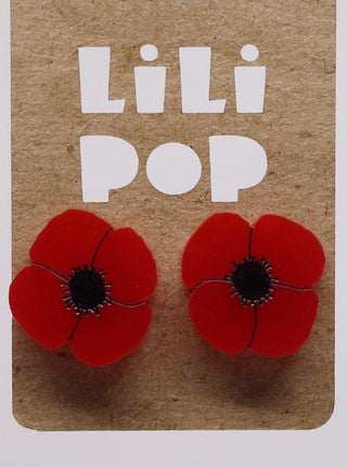 Boucle d'oreille coquelicot rouge. Parfait idée cadeau femme. Bijoux fait au Québec.