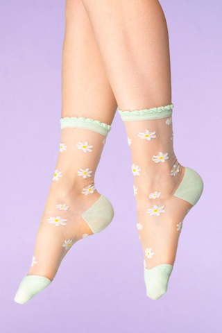 COUCOU SUZETTE Transparent Socks - Daisies 