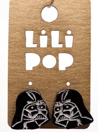 Boucle d'oreille Darth Vador noir. Parfait idée cadeau femme. Bijoux fait au Québec.