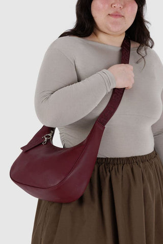 BAGGU Medium Crescent Recycled Leather Bag - Mahogany