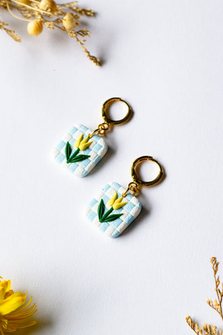 SLOW DAY STUDIOS Checkerboard Tulip Hoop Earrings