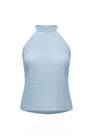 HILARY MACMILLAN Textured Backless Top - Blue
