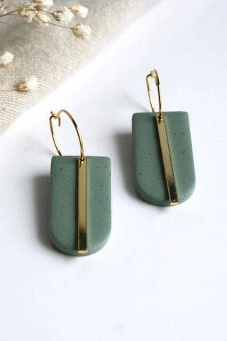 GOLD BUCKLE Circular Rectangle Earrings