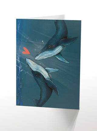 VALERIE BOIVIN Greeting Card - Blue Whales