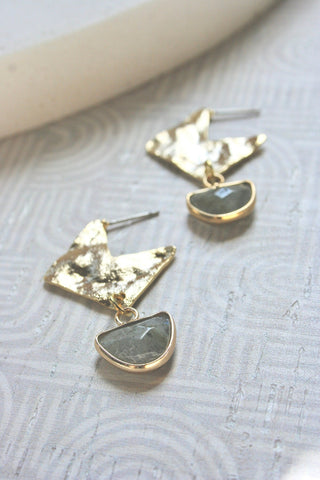 GOLD BUCKLE Labradorite Half Circle Earrings